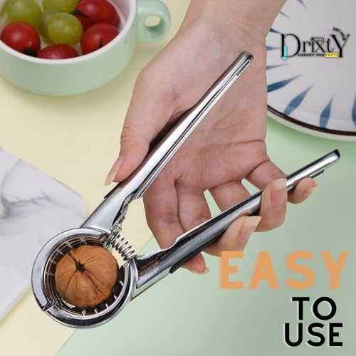 Image of Walnut Cracker Opener Multifunction Stainless Steel Tool for Almonds, Brazil Nuts, Hazelnuts, Chestnuts, Pistachios, Sunflower Seeds Portable Nutcracker for Inshell, Akhrot, Pista (Silver)