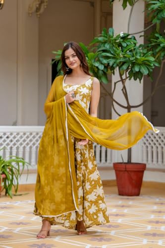 Image of Floral Anarkali Sleeveless Kurta with Dupatta, Maroon and White