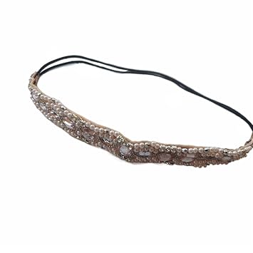 Honkenda Handmade Crystal Rhinestone Headbands for Women, Crystal Bohemia Stretch Elastic Fashion Beaded Head Wraps Hair Bands Jewelry Accessories