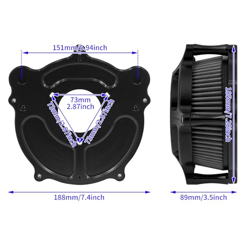 HDBUBALUS Motorcycle CNC Air Filter Air Cleaner Intake System Cleaner (For Touring Trike 08-16, Softail 16-17,Dyna 17) by HDBUBALUS - Used condition - Image 4