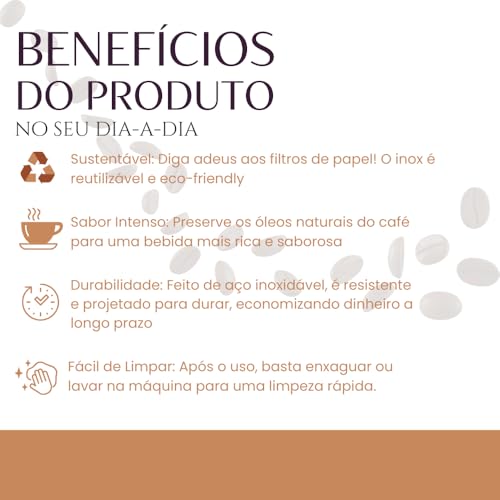 Coador Filtro Café Aço Inox Reutilizável Lavável Portátil Malha Ultrafina Compatível V60 Sem Papel E