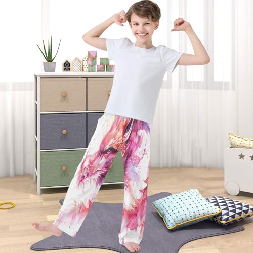 Boy's Pants Watercolor Chinese Dragon Jogger Pants Elastic Waist Long Bottoms Trousers with Pockets 6-14 Years4