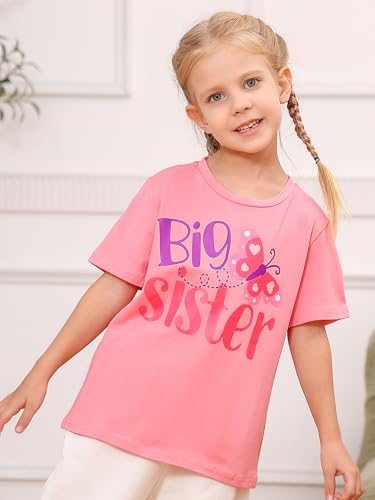 Funnycokid Big Sister Shirts for Girls Pregnancy Announcement Toddler Promoted to T-Shirt 1-6 Years2