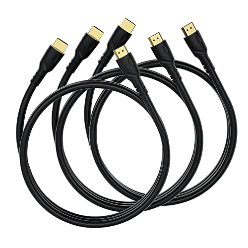 Image of 4K HDMI Cable 3Pack 6.6FT Ultra High Speed Gold Plated Connectors,Ethernet Audio Return,Video 4K,FullHD1080p 3D Compatible with Xbox Playstation Arc PS3 PS4 PS9 PC HDTV - Black
