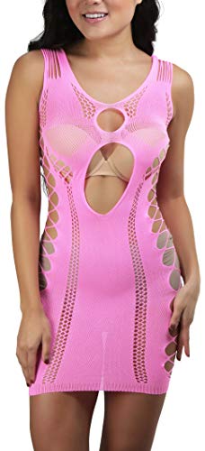Image of ToBeInStyle Women's Stretch See Through Fishnet Novelty Mini Rave Party Dress