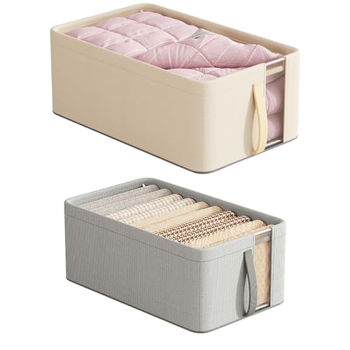 Juego de 2 organizadores de armario, organizador de armario, caja de almacenamiento, sistema de organización de cajones, organizador de cajones plegables para pantalones, ropa, calcetines, edredones