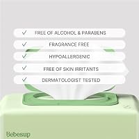 BEBESUP- Korea’s #1 Zero Harsh Chemicals Baby Wipes- Water Based Hypoallergenic Unscented Extra-Thick Organic baby wipes for sensitive skin Zero skin irritants Flip-Top 640 Count (8 Packs) — image 5