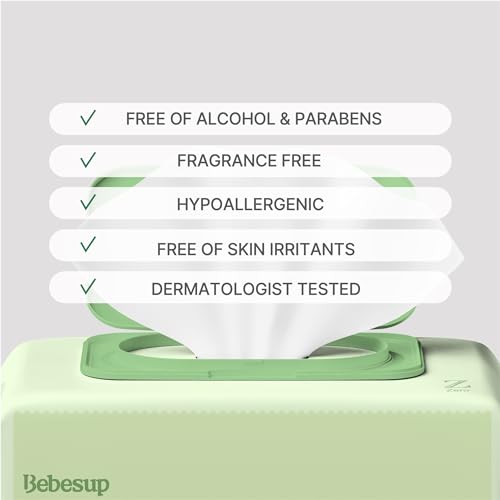 BEBESUP- Korea’s #1 Zero Harsh Chemicals Baby Wipes- Water Based Hypoallergenic Unscented Extra-Thick Organic baby wipes for sensitive skin Zero skin irritants Flip-Top 640 Count (8 Packs)