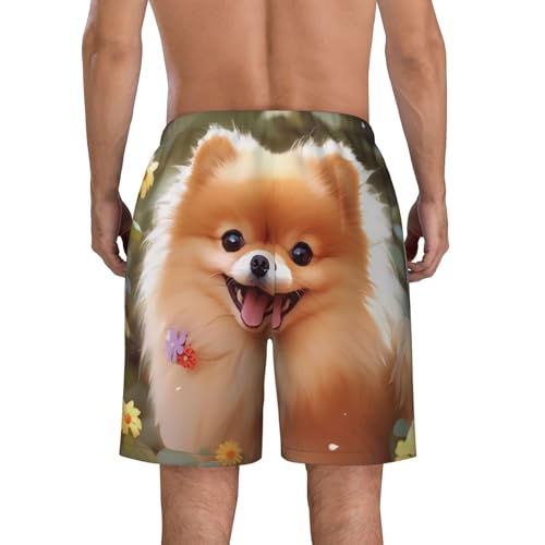 Pomeranian Dog Print Men's Beach Pants Lightweight Quick-Dry Swim Pants with Mesh Lining for Men4