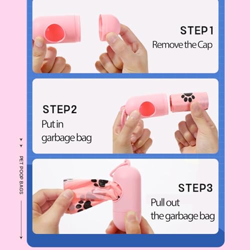 Biologisch abbaubare Hundekottbeutel mit tragbarem Spender Hundebeutel mit Duft – 10 Rollen (150 Beutel) 30 x 22 cm– Kompostierbar, Reißfest – Grün & Rosa