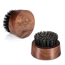 BFWood Beard Brush for Men - Boar Bristles Small and Round - Black Walnut Wood