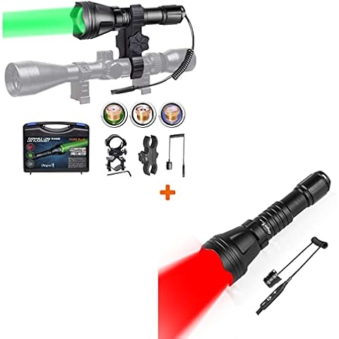 Odepro KL52Plus Zoomable Hunting Light with Red Green White IR850 Interchangeable Modules KL52 Red Coyote Light with Stepless Dimming Pressure Switch Cover