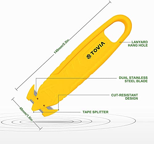 Image of 50 Pcs Safety Box Cutter T TOVIA Knife of Double-sided Recessed Concealed Blade, Cutter Stainless Steel Package Opener