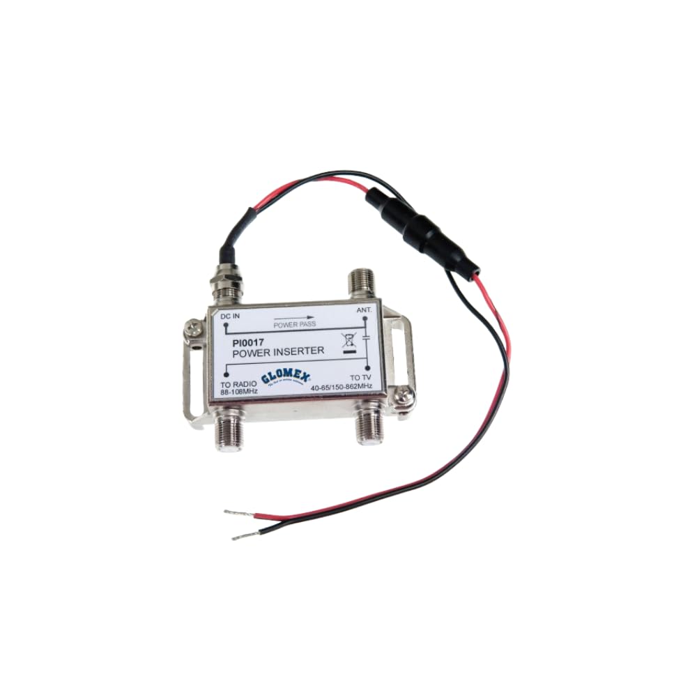 Glomex – Alimentatore Splitter TV/FM/DAB 12Vdc, Modello V9114PI-FM – 2 Uscite Indipendenti, Per Antenne VT300/RA304TV, Per barche a vela, motore, gommoni, yacht – Distribuzione Segnale Efficace