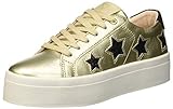 Sneakers di Guess in pelle metallizzata con applicazioni stelle laterali effetto glitter. Suola in gomma, altezza tacco 30 mm.