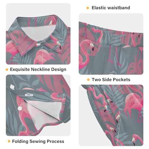 Image of Sunflower Floral Yellow Black Short Sleeve Hawaiian Button Down Shirts and Short Sets for Boys Toddler Summer Outfits