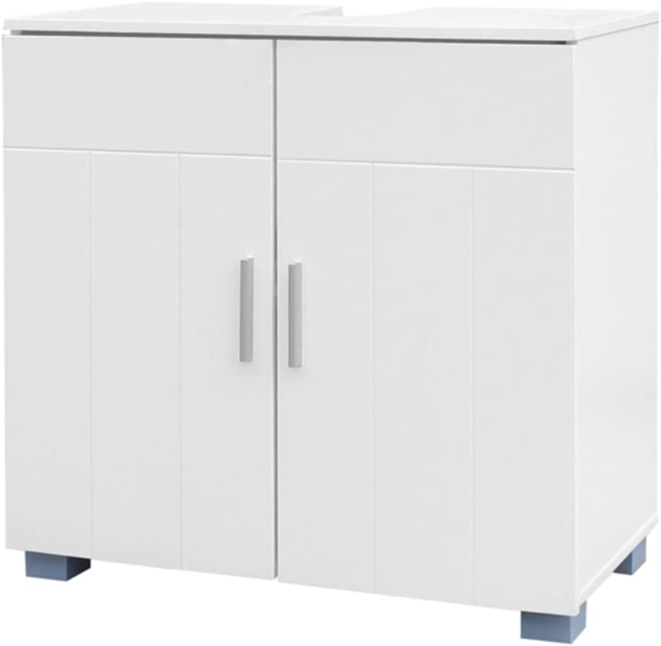 2 Door Bathroom Sink Cabinet White MDF 60x30x60CM Fine Workmanship Scandinavian Home Furniture Decoration (D As Shown)