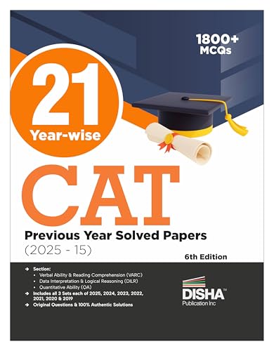 Image of Disha 21 Year-wise CAT Previous Year Solved Papers (2025 - 15) 6th Edn | QA, DILR & VARC PYQs for CAT 2026 | Quantitative Ability, Data Interpretation & Logical Reasoning, Verbal & Comprehension