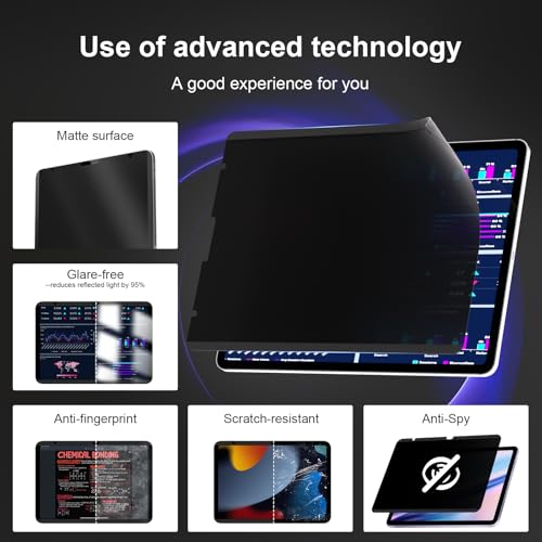 Image of IPROKKO Magnetic Privacy Screen Protector Compatible With iPad Pro 13 Inch M4 M5 (2024 2025, 7th 8th), Removable Anti Blue Light Glare Spy Private Filter Black Security Screen Cover for School Office Cafe
