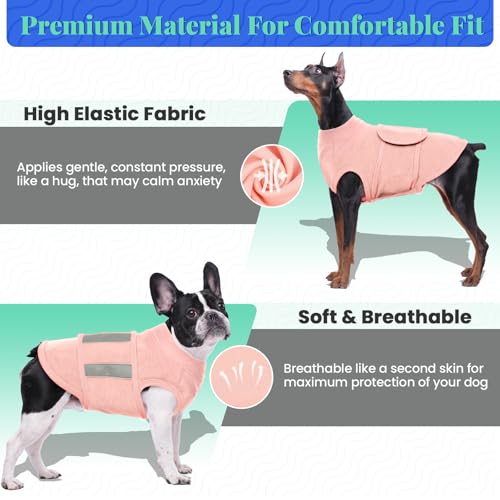 Image of MIGOHI Dog Anxiety Relief Coat,Comfort Anxiety Vest for Dogs,Adjustable Dog Anxiety Calming Wrap for Fireworks,Travel,Separation,Anxiety Jacket for Medium Dogs,M,Pink