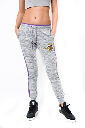 Ultra Game NFL Minnesota Vikings Womens Active Basic Fleece Jogger Sweatpants, Gray Space Dye, X-Large