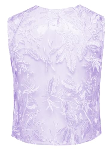 Unisex Boys Girls Vintage Dance Waistcoat Floral Lace Mesh Hippie Vest Top4