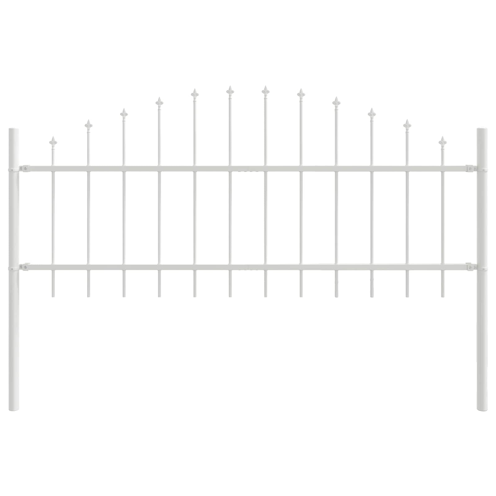Garden Fence 7 Pcs White 170 x 115 cm Powder-Coated Steel Outdoor Decorative Barrier for Flower Bed Terrace Border - Water-Resistant Easy Assembly DIY Garden Screening Panel Set