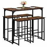 Songvas Conjunto Mesa Alta de Cocina con 4 Taburetes, Mesa Comedor con Sillas...