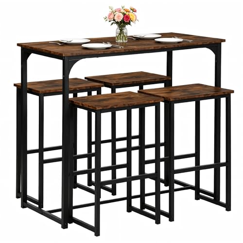 Songvas Table a Manger avec 4 Chaises, Ensemble 5 pièces pour Salle à Manger Cuisine, Table...