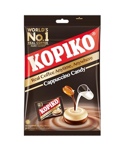 Kopiko Cappuccino Candy Bag, 140g, Coffee Flavored Candy with Creamy Cappuccino Taste, Made with Real Coffee Extract, Individually Wrapped Candy