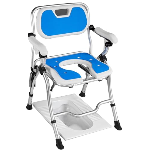 Chaise de douche pliante et réglable en hauteur à 4 niveaux pour personnes âgées