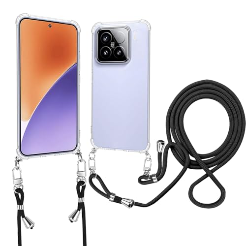 Xiaomi 15T Pro 用 ケース カバー 軽量 TPU ソフト クリア 肩掛け 首かけ 調節可能 紐付き 取り外し可能 【NOUKAJU】For Xiaomi 15T Pro スマホケース ストラップ付き 長さ調整可能 ショルダーストラップ なワイヤレス充電邪魔ない
