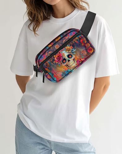 Image of Skull Fanny Pack Lightweight Belt Bag Fashion Waist Pouch | Waterproof, Crossbody Bags for Women, Sports, Running, Traveling, Hiking