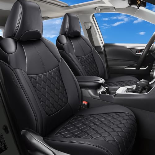 Huidasource Custom Fit RAV4 Car Seat Covers Full Set, Waterproof Front&Rear Seat Cushion Fit for 2019-2024 Toyota Rav4 XLE LE XLE Premium Limited(Not for Hybrid/Adventure/TRD Off-Road/Prime, Black)