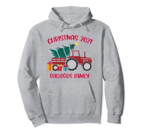 Christmas 2021 Gallegos Family Matching name Tractor Farm Pullover Hoodie