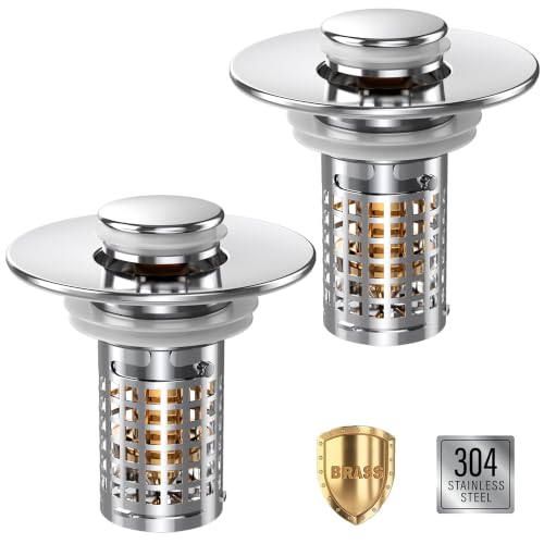 Sink Stopper Hair Catcher Pop up Drain Strainer with Removable Stainless Steel Basket - image 1