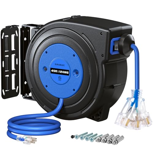 SURAIELEC 12 Gauge Retractable Extension Cord Reel, 45...