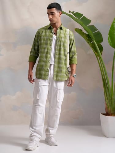 Image of Highlander Men's Slim Fit Checks Shirt | Full Sleeves | Regular Collar | Casual Shirts for Men