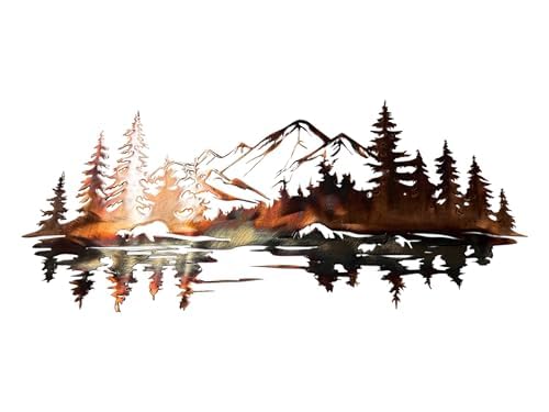 HG Artworks Copper Plated Mountain Reflections Metal Wall Art (26 1/4 x 12)
