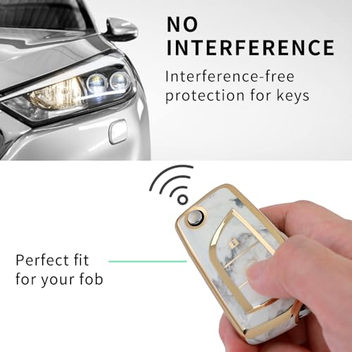 Image of Keyzone TPU Key Cover Compatible for Toyota Innova Crysta, Corolla Altis flip Key (Marble)