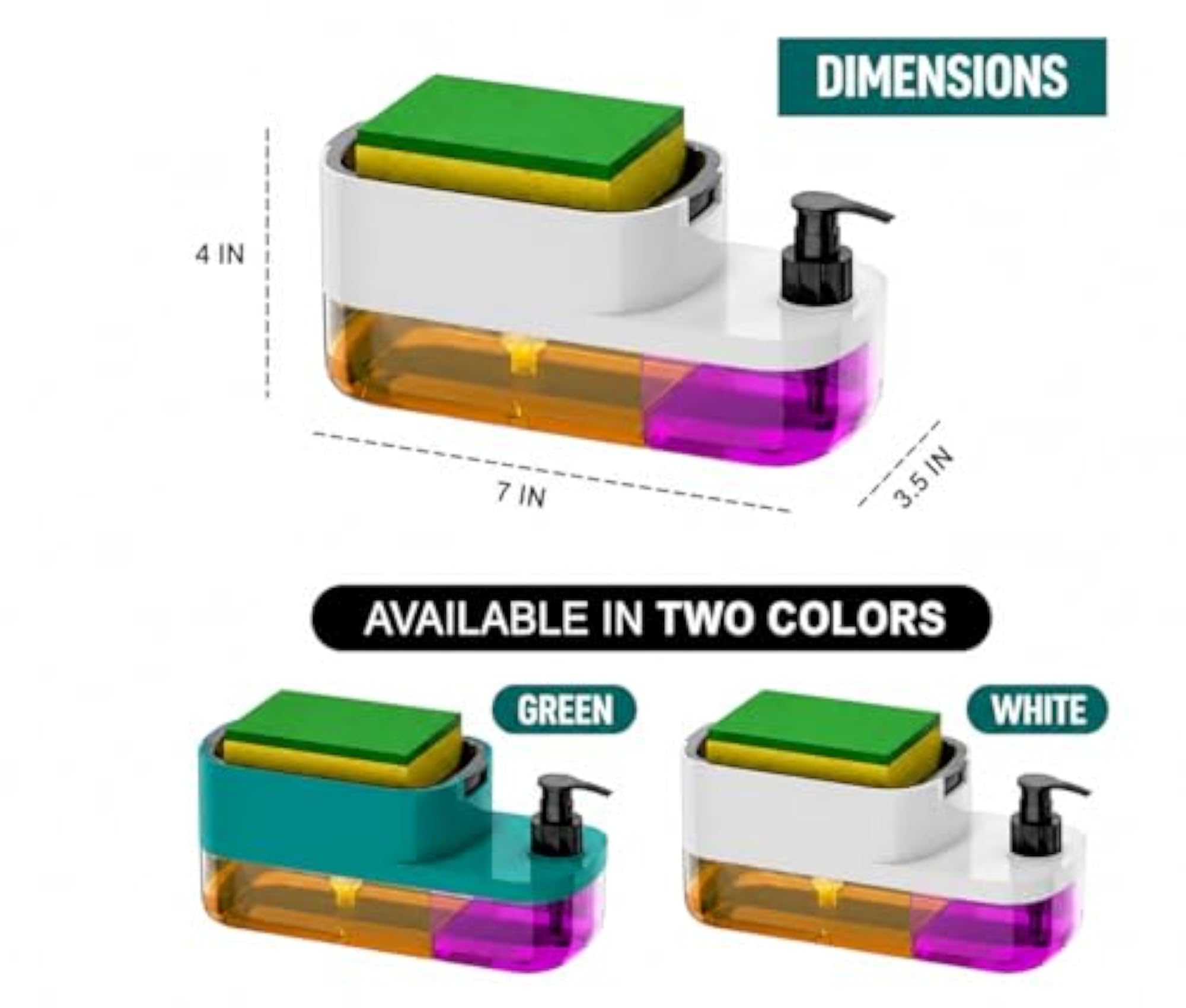 3-in-1 Kitchen Sink Organizer with Soap Dispenser, Green
