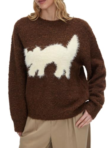 CIDER Women's Cozy Oversized Sweaters Fuzzy Animal Graphic Fall Sweater