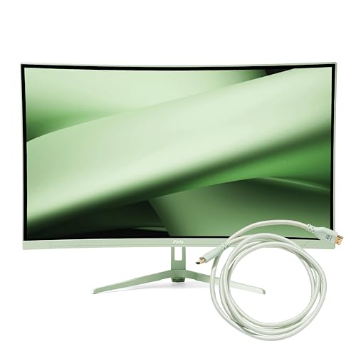 Image of Pixio PXC278 Wave Mint Green 27 inch 180Hz 1440p 1650R Curved Fast VA 1ms GTG Adaptive Sync Gaming Monitor with Mint Green HDMI 2.1 Cable Certified Ultra High Speed 6FT 8K 60Hz 4K 120Hz Nylon Braided