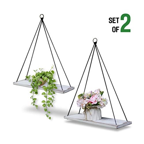 ASLINY Hanging Shelves for Wall, Rustic Wood Wall Shelf Decor - Great Shelves