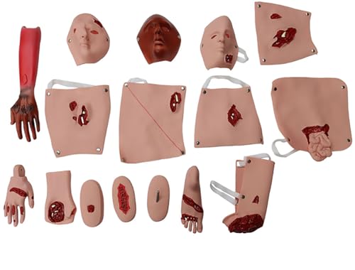 Image of 16PCS Trauma Manikin Moulage Kit Trauma Evaluation Set Burn /Wound Module for First Aid Trauma Care Training for Full Body CPR Manikin