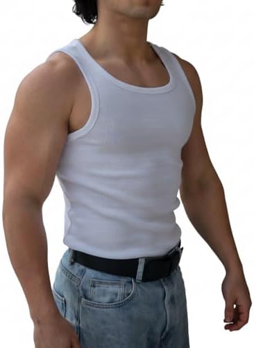 Erkek Fitilli Atlet - Pamuklu Esnek Sporcu Kesim (Beyaz, L) - Görsel 1