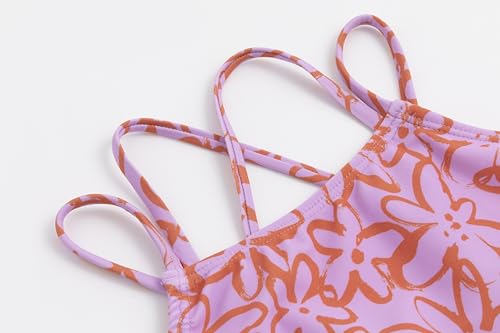 Image of LIZENS Girls' One Piece Leopard Swimwear Cut Out Spaghetti Straps Swimsuit Floral Beach Bathing Suit for Girls Toddler Kids