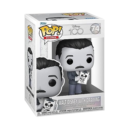 Funko POP! ICONS: Disney 100- Walt With Drawing, Black and White, One-size - Image 2