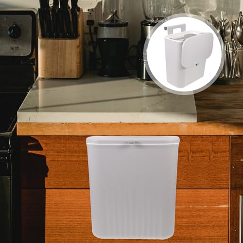 Caneca de basura colgante con tapa 9l gris miniatura 7