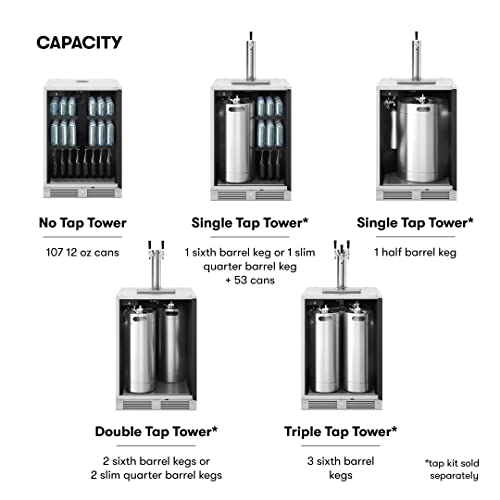 Zephyr Presrv™ 24" Stainless Steel Outdoor Kegerator & Beverage Cooler -Freestanding Fridge and Keg Beer Cooler - Compatible with Multiple Keg Configurations (Tap Kits sold separately) on Fridge.com